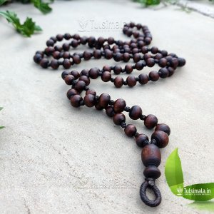 108+1 Original Tulsi Japa Mala 8mm Bead Size Dark Brown Colour