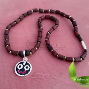 Shri Jagannath Pure Silver Pendant  with Original Tulsi Beads Mala