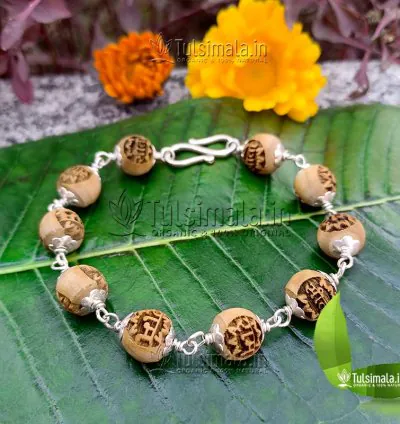 92.5% Pure Silver Sri Ram Written Original Tulsi Beads Bracelet