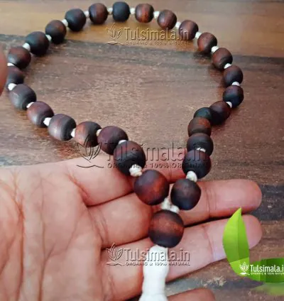 Pure Tulsi 27+1 Beads Japa Mala 14mm Beads Size Dark Brown Colour
